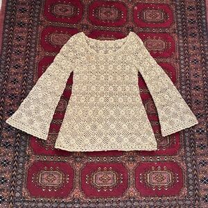 Vintage Hand Crocheted Beige Top S/M
